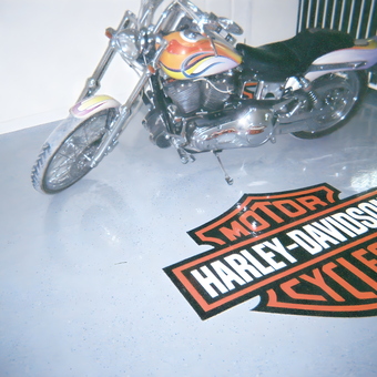 Harley-Davidson Motorcycle and Logo on Epoxy Floor - Joe from Florence, NV