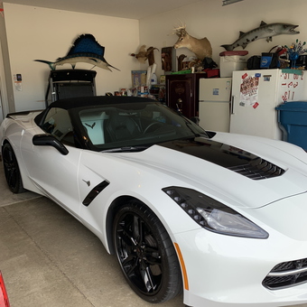 White Corvette and Wall Mounts in Organized Garage - Doug from Huntertown, IN
