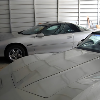 Classic Silver Sports Cars in Metal Garage - michael from Shelby, NC