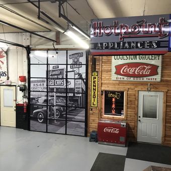 Vintage Garage Decor with Signs and Coke Machine - m from Jamestown, ND