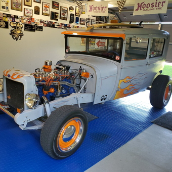 Classic Hot Rod Garage With Blue Flooring - Lee from Flora, IN