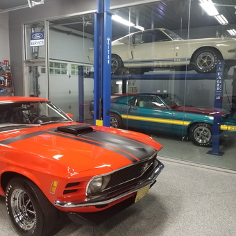 Classic Mustangs with Car Lifts and Ford Decor - Garry from Greenwood, IN