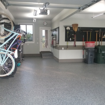 Organized garage with bike racks and wall tool storage - Peds from Salem, OR