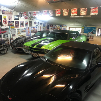 Classic Cars, Motorcycle, and Wall Decor in Custom Garage - Bo from Holstebro