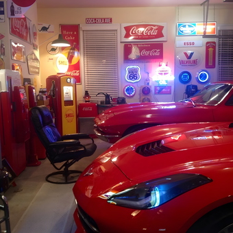 Classic Car Garage with Neon Signs and Retro Decor - Mike from GA