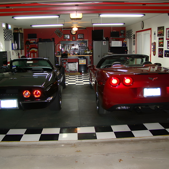 Classic Corvette Garage with Checkered Flooring - Dave from Flower Mound, TX