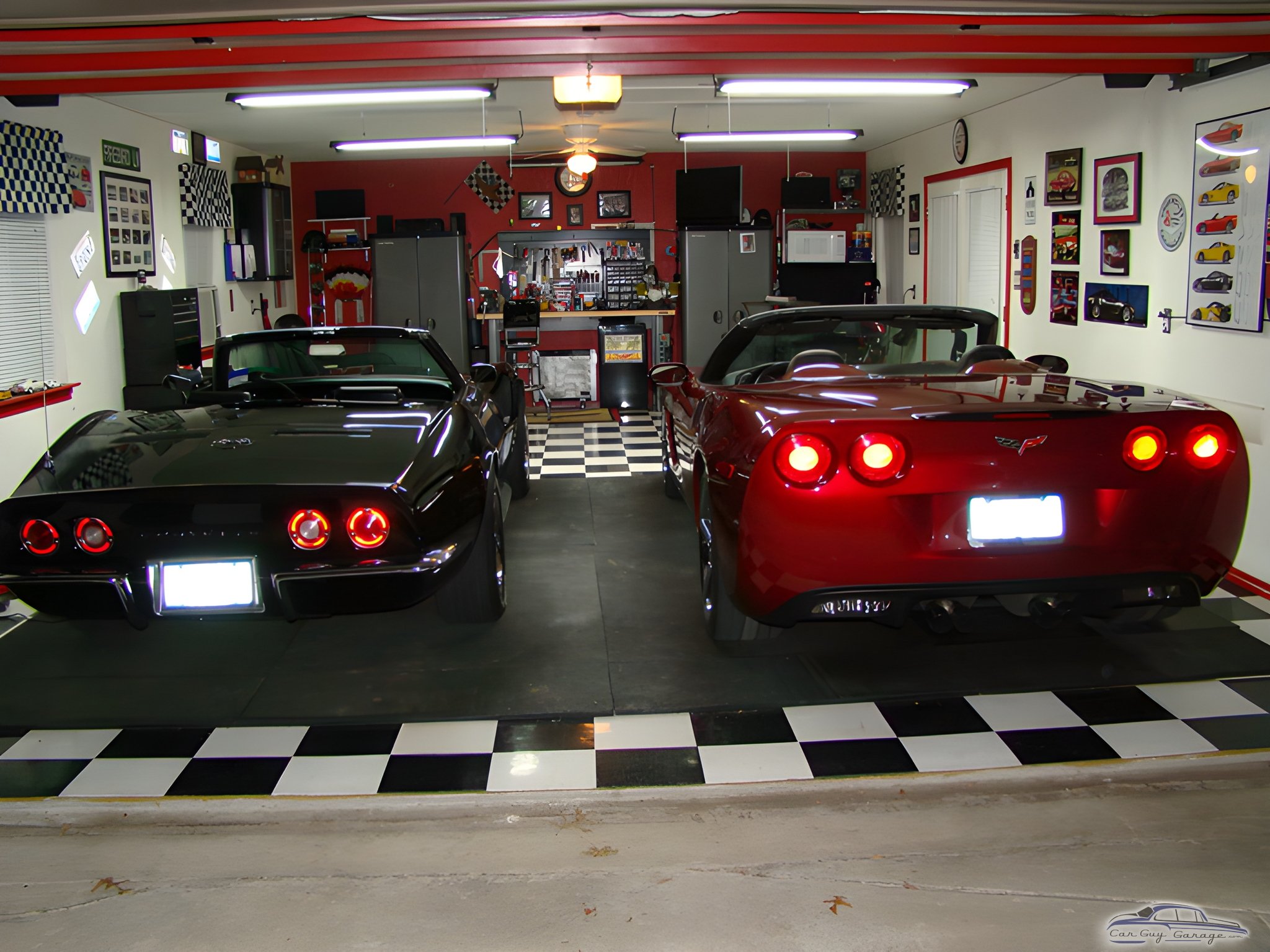 Classic Corvette Garage with Checkered Flooring - Dave from Flower Mound, TX