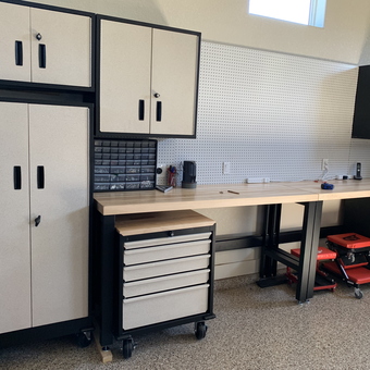 Garage storage cabinets and workbench with tool chests - Mark from Castle rock, CO