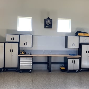 Garage with Metal Cabinets, Workbench, and Tool Storage - Mark from Castle Rock, CO