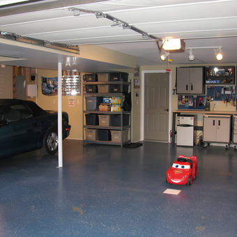 Organized garage with storage shelves and cabinets - Stanley from Blairsville, PA