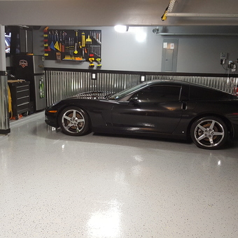 Organized Garage with Corvette, Cabinets, and Tool Storage - Mr. Easy from Iowa Colony, TX