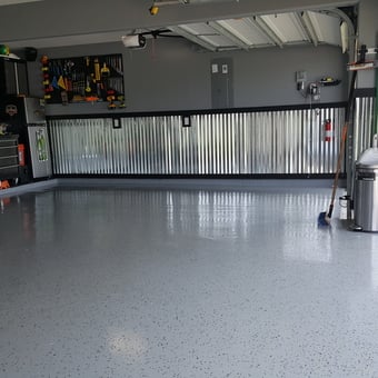 Organized Garage with Epoxy Floor and Wall Storage - Mr. Easy from Iowa Colony, TX