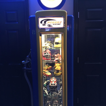 Sunoco Gas Pump Display Case with Racing Memorabilia - Randall