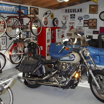 Classic Garage Decor with Signs, Clocks, and Vehicles - Chuck from Gainesville, GA