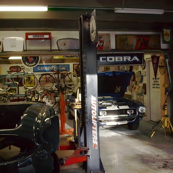 Classic Car Garage with Lift, Bicycles, and Vintage Signs - Chuck from Gainesville, GA
