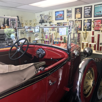 Classic Car Display with Trophies and Garage Shelving - Ben from Levittown, NY