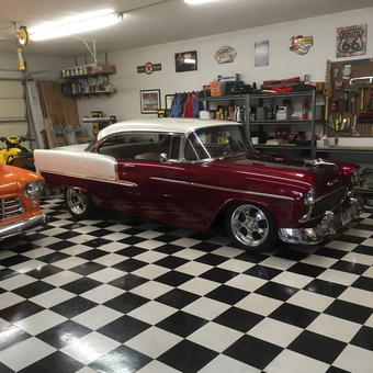 Classic Car Garage with Checkered Floor and Wall Decor - Russ from Billings, MT