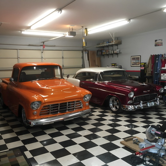 Classic Cars in Checkered Floor Garage - Russ from Billings, MT