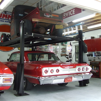 Classic Car Garage with 4 Post Lift and Wall Cabinets - Tom from Guyton, GA