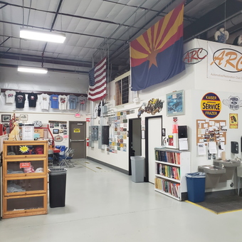 Garage with Automotive Signs and Flags - Kenny from Sun City West, AZ