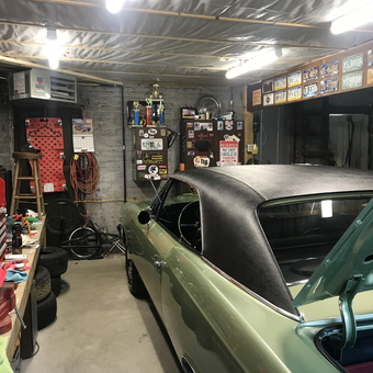 Classic Car Garage with Storage Cabinets and Signs - Edward from Pittsburgh, PA