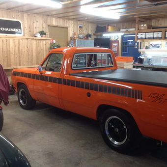 Classic orange R/T truck and garage decor - Larry from Lebanon, OR