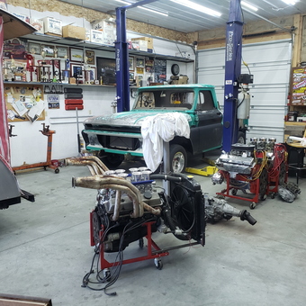 Classic Truck Restoration Garage with Lift and Engines - Cliff from Corvallis, MT
