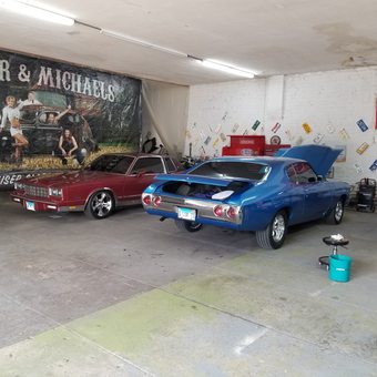 Classic Cars and License Plate Decor in Garage - Terri from Alexis, IL