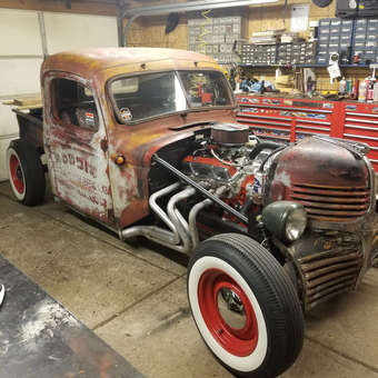 Classic hot rod truck in organized garage workshop - Mike from Troy, MI