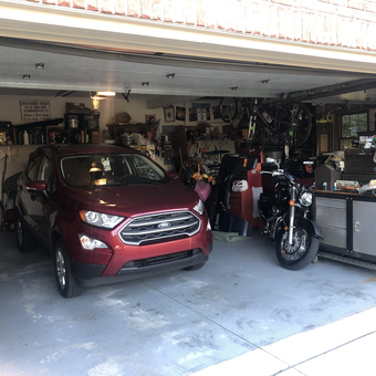 Organized garage with car, motorcycle, and tool storage - Tracy from Greenfield, IN