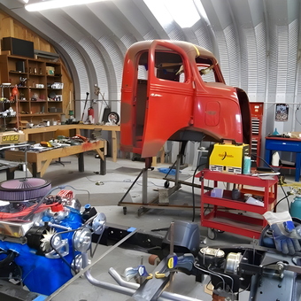 Classic Truck Restoration Garage with Tools and Engine Parts - Jay from Richmond, VA