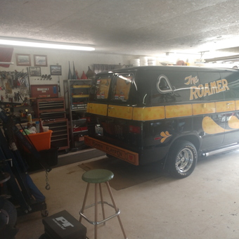 Organized garage with custom van, tool chests, and workbench - Roamer from Water Valley, KY