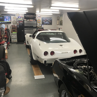 Classic Corvette Garage with Tool Storage and Signs - Papa from Enfield, CT