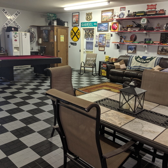 Railroad Themed Garage with Pool Table and Wall Decor - Danny from Oneida, IL