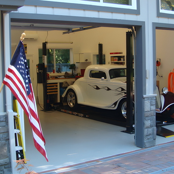 Classic Car on Two Post Lift in Organized Garage - Bill from Lafayette, CA