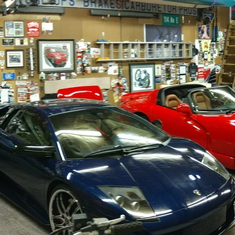 Exotic Cars, Motorcycle, and Wall Decor in Custom Garage - Dave from Auburn, WA