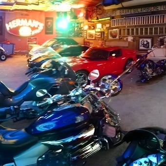 Motorcycles, Sports Cars, and Neon Signs in Custom Garage - Dave from Auburn, WA