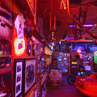 Garage with Neon Lights, Wall Art, Red Car - Dave from Auburn, WA