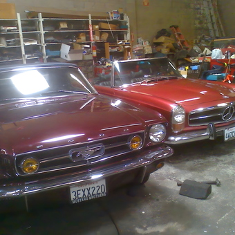 Classic Ford Mustang and Mercedes in Organized Garage - vettebob from San Francisco, CA
