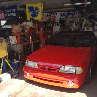 Red Mustang Convertible in Tool-Filled Garage - Moey from Goshen, IN