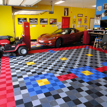 Colorful Garage Floor Tiles and Wall Decor Display - Rick from Wisconsin