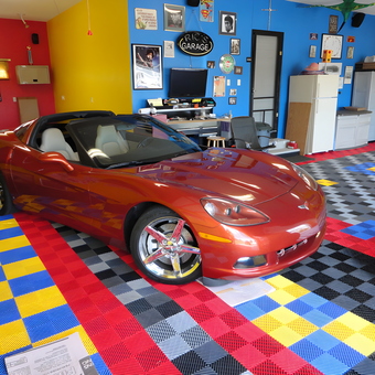Colorful Interlocking Garage Floor Tiles and Wall Decor - Rick from Wisconsin