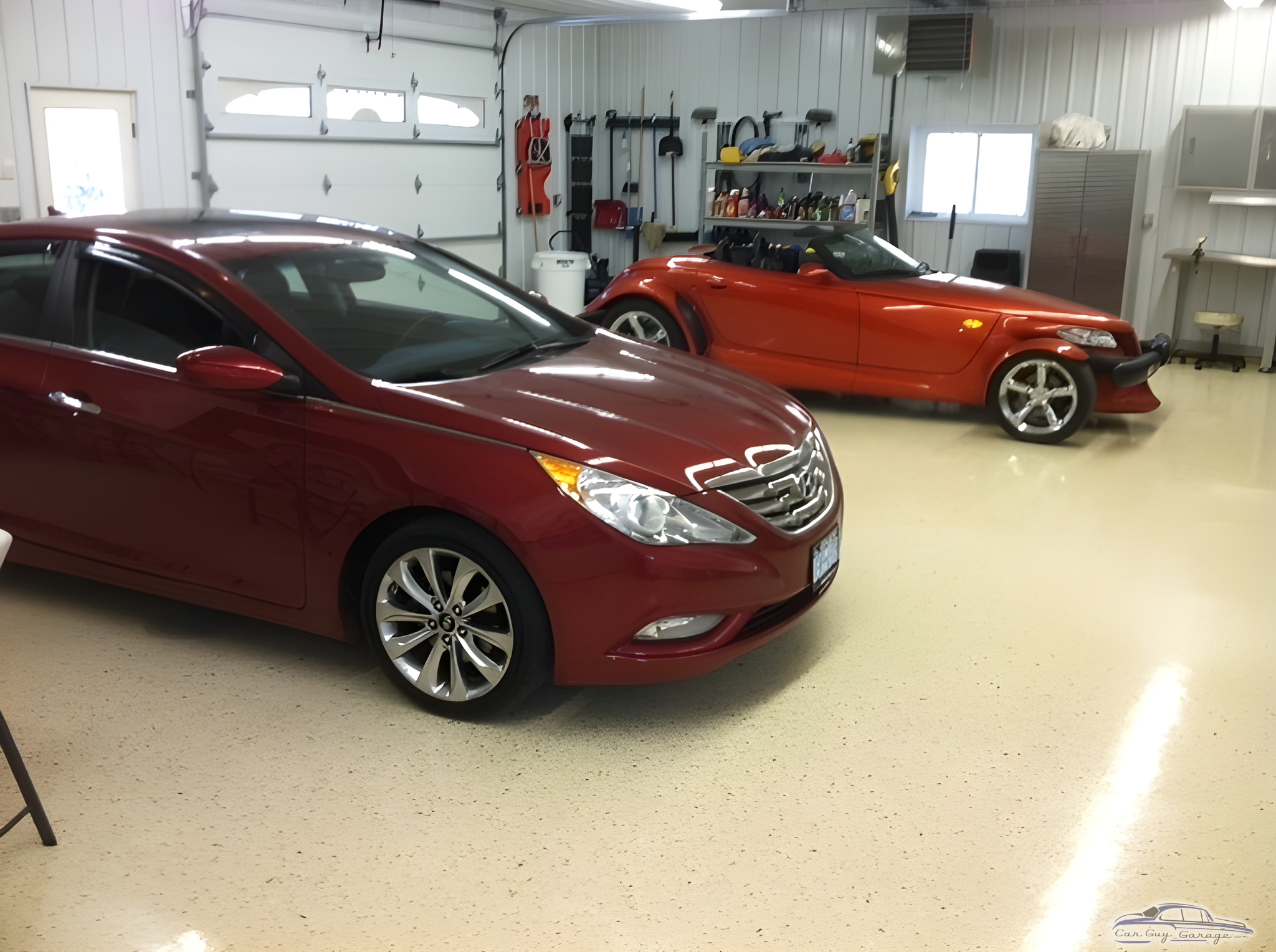 Organized Garage with Cars, Storage Cabinets, and Tools - Roger from Falconer, NY