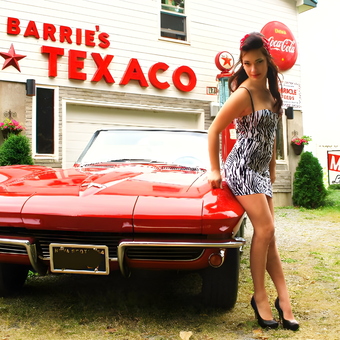 Classic Texaco Garage Decor with Red Corvette - Barrie from Lower Branch