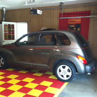 PT Cruiser in Garage with Red and Yellow Tile Floor - Juju from Ooltewah, TN
