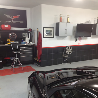 Organized Corvette Garage With Cabinets and Workbench - Mark from Ft Lauderdale, FL