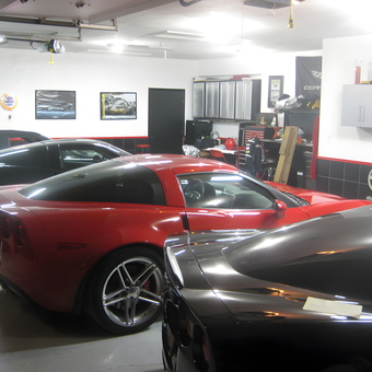 Corvette-Filled Garage With Cabinets and Wall Art - Mark from Ft Lauderdale, FL