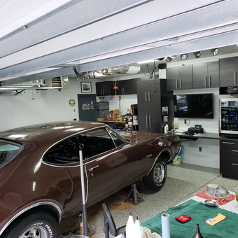Classic Car in Modern Garage with Cabinets - Rebecca from Chaska, MN