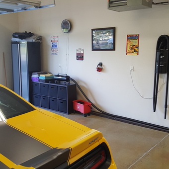 Organized garage with wall vacuum and Dodge SRT - Jeffrey from Cheyenne, WY