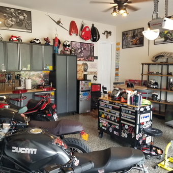 Motorcycle Garage With Tool Cabinets and Decor - SCOTT from Mechanicville, NY